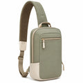 Mochila bandolera 18 x 8 x 32 cm de tejido verde con correa ajustable y bolsillos