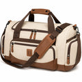 Bolsa de viaje 50 x 25 x 28 cm de lona beige y piel sintética con bandolera ajustable