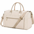 Bolsa de viaje 45 x 24 x 30 cm de tejido beige con correa ajustable y bolsillos con cremallera