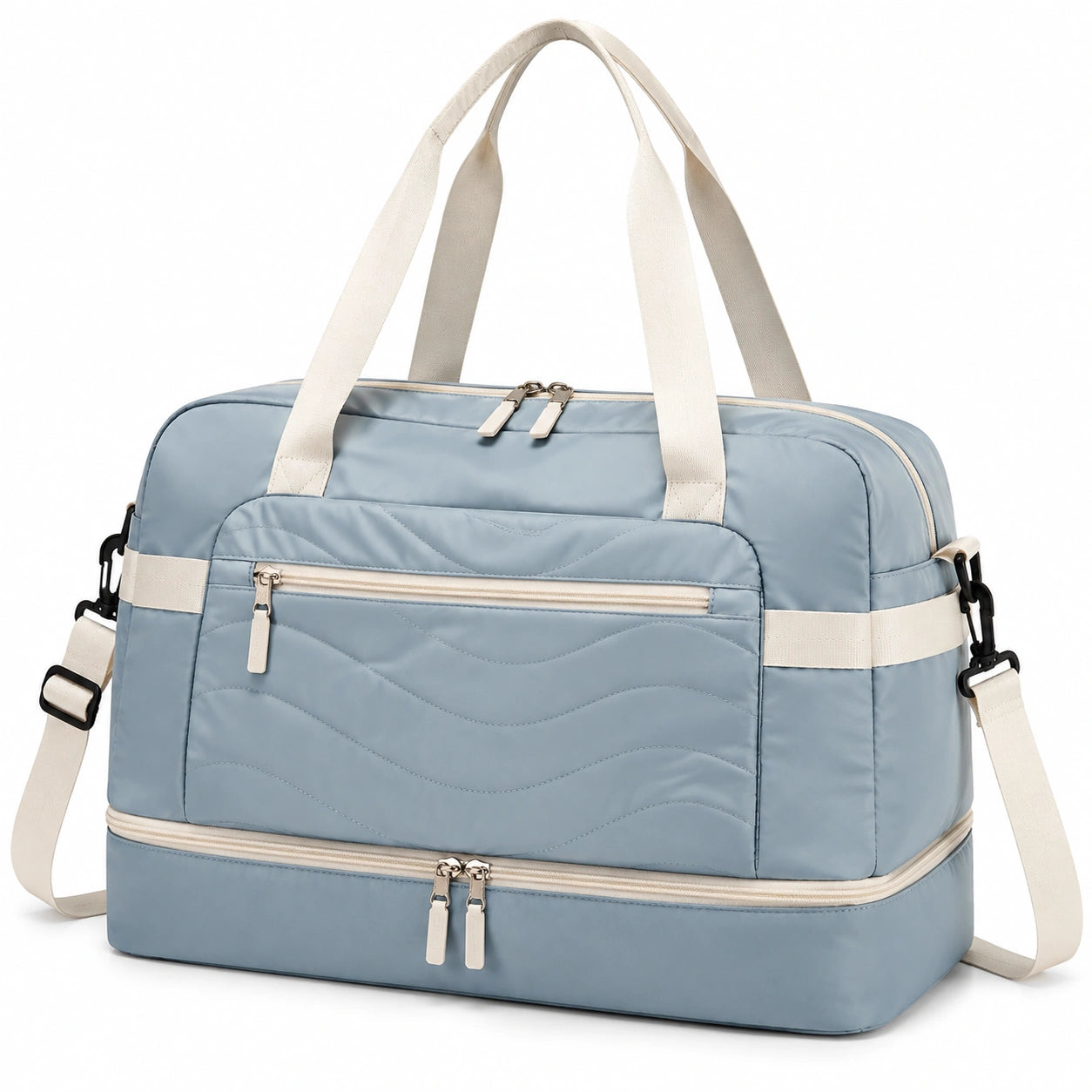 Bolsa de viaje 47 x 24 x 30 cm de tejido sintético azul con compartimento inferior y correa ajustable