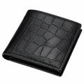 Cartera plegable 11 x 9 x 2 cm de material sintético negro con textura de cocodrilo - compacta