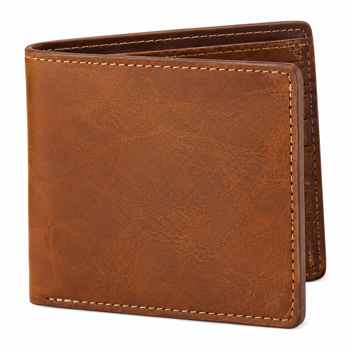 Cartera de cuero marrón 11.5 x 9.5 cm plegable