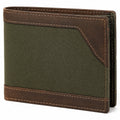 Cartera plegable 12 x 9.5 x 2 cm de tejido y material tipo piel verde y marrón para hombre