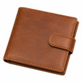 Cartera 12 x 10 x 2 cm de piel sintética marrón con cierre de solapa