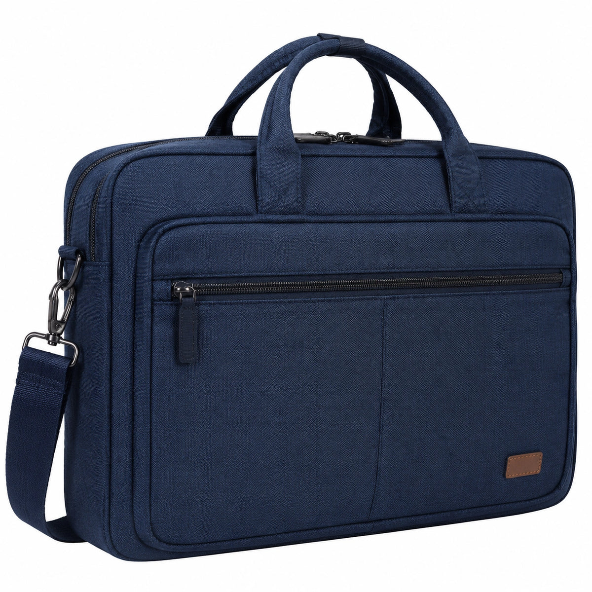 Maletín para portátil 40 x 8 x 30 cm de poliéster azul marino con correa ajustable y bolsillos con cremallera