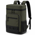 Mochila rectangular 30 x 20 x 45 cm de poliéster verde con compartimentos y correas acolchadas