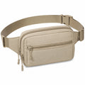 Riñonera 25 x 6 x 15 cm de poliéster beige - bolso de cintura ajustable con bolsillos con cremallera