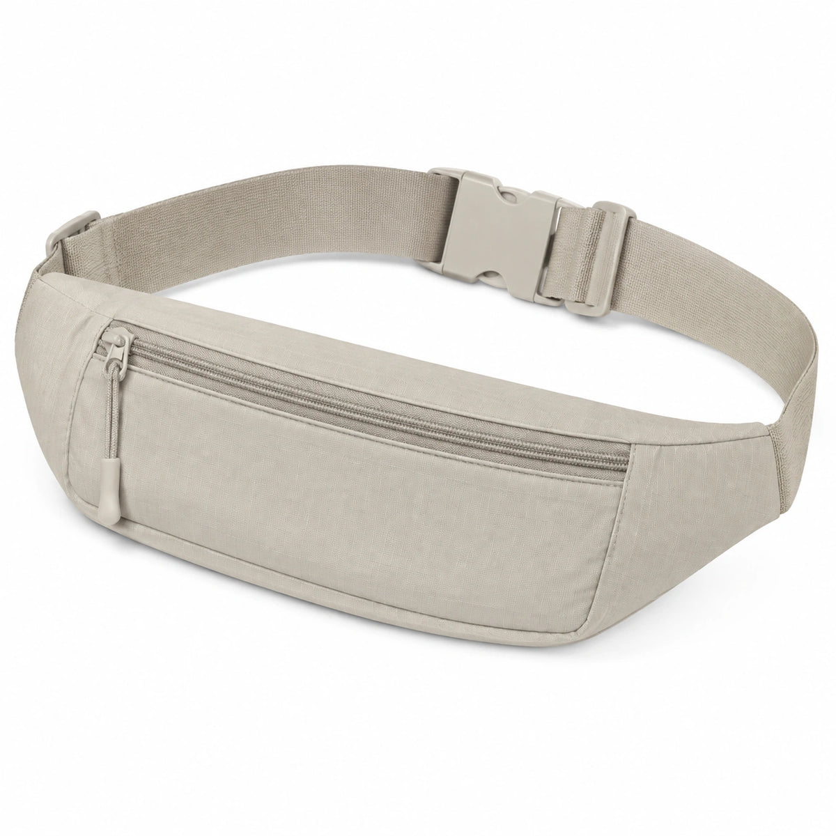 Riñonera 25 x 6 x 14 cm de tejido beige con correa ajustable para uso diario