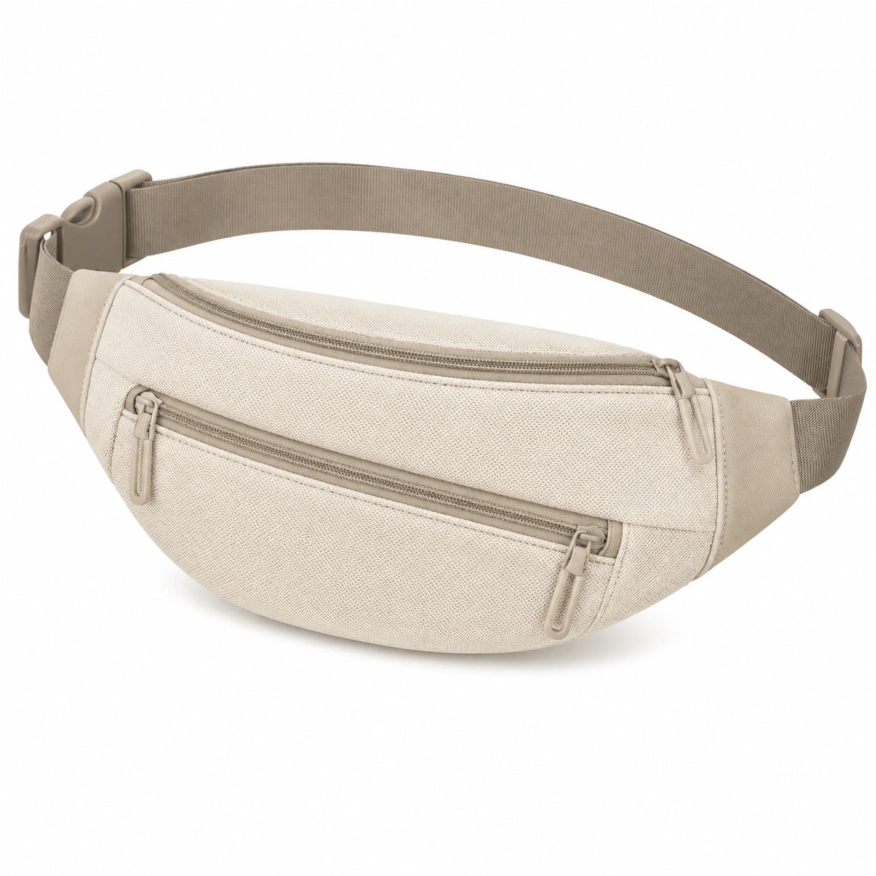 Riñonera 32 x 8 x 15 cm de tejido sintético beige con correa ajustable