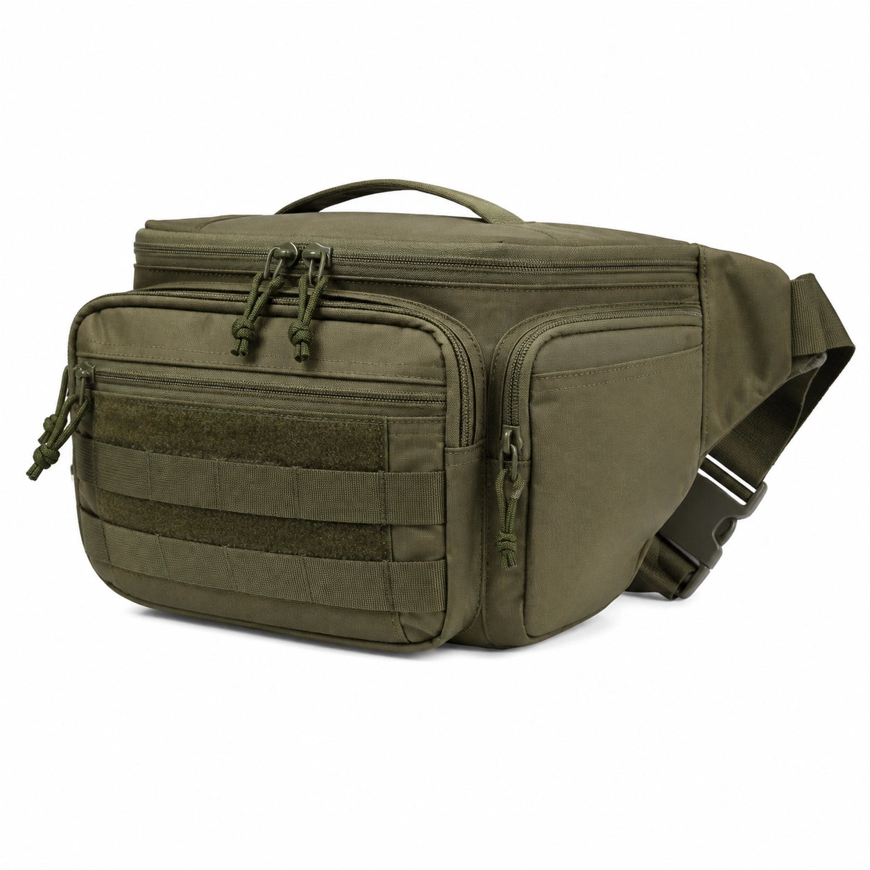 Riñonera 32 x 18 x 12 cm textil verde para uso diario con múltiples bolsillos