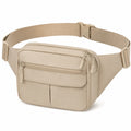Riñonera 25 x 7 x 15 cm de poliéster beige con bolsillos y correa ajustable