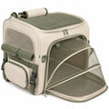Transportín para mascotas 45 x 30 x 32 cm de poliéster beige y verde con malla extensible