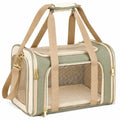 Bolsa transportín para mascotas 45 x 25 x 30 cm de tejido verde con malla y correa ajustable